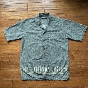 Maui and Sons Cuban Color Green Tone shirt with Surf Board Tiki Pattern